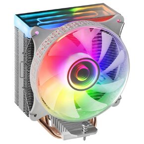 MCPU-VR White, CPU Heatsink, Dual Infinity Mirror ARGB, 4 HCT Heatpipes, 180W TDP, Ultra-Quiet PWM 12cm Fan