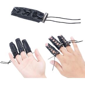 Archery Gloves - Leather Finger Tab & Hand Guard for Recurve Bow & Traditional Bow - Protects Fingers & Hands for Hunting - Pack of 3