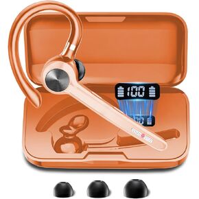 Bluetooth Headset, Wireless Bluetooth Earpiece With 400mAh Charging Case,150 Hours Talktime Hands Free Noise Canceling Headphones for iOS Android Cell Phone, Built-in Mic for Trucker, Office.