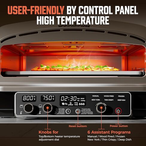 كبير القرن في الهواء الطلق البيتزا الفرن الداخلي ، فرن كونترتوب كهربائي 14 بوصة مع 6 أوضاع مسبقة ، آلة صانع البيتزا المثالية للمنزل ، طباخ البيتزا مع حجر البيتزا وقشر البيتزا ، الفولاذ المقاوم للصدأ in Kuwait
