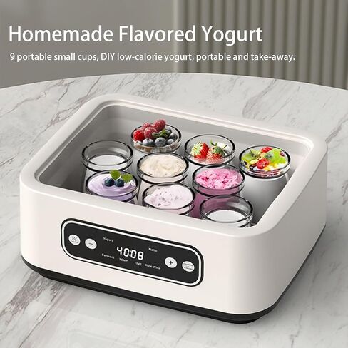 Yogurt Maker with 5 BPA-Free Jars, Temp Control & Smart Timer, Homemade Greek Yogurt, Effortless 3-Step Setup, LED Display - Perfect for Keto/Vegan Diets in Saudi Arabia