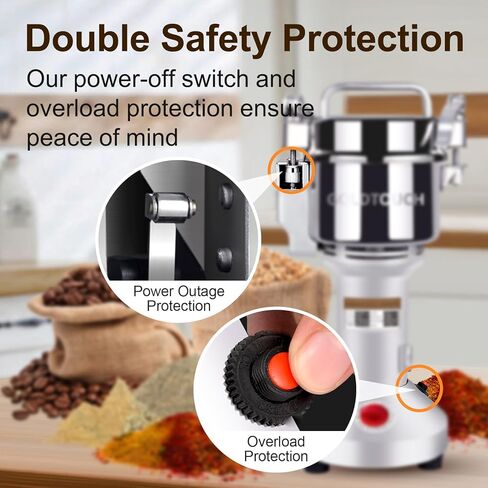 Goldtouch 750g High-Speed Electric Grain Mill Grinder, 2800W 110V Stainless Steel Flour Mill Makes Gluten Free Flours, Grain Mill for Home and Commercial Use in Kuwait