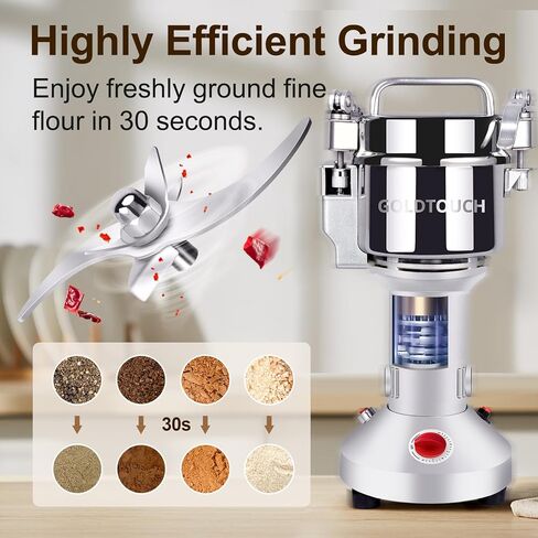 Goldtouch 750g High-Speed Electric Grain Mill Grinder, 2800W 110V Stainless Steel Flour Mill Makes Gluten Free Flours, Grain Mill for Home and Commercial Use in Kuwait
