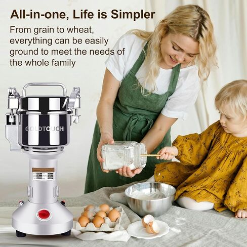 Goldtouch 750g High-Speed Electric Grain Mill Grinder, 2800W 110V Stainless Steel Flour Mill Makes Gluten Free Flours, Grain Mill for Home and Commercial Use in Kuwait