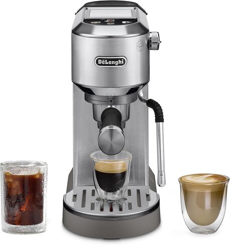 De'Longhi Dedica Duo Compact Espresso Machine - Stainless Steel Coffee Maker with Milk Frother Wand- for Espresso, Cold Brew, Hot & Iced Coffee, Cappuccinos, Lattes & Home Barista Brewing in Saudi Arabia