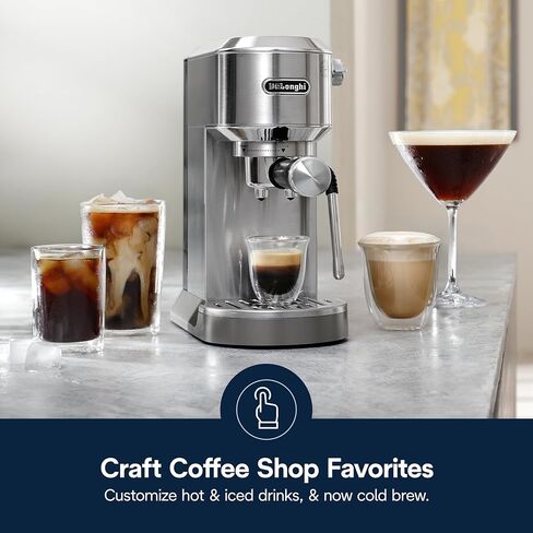 De'Longhi Dedica Duo Compact Espresso Machine - Stainless Steel Coffee Maker with Milk Frother Wand- for Espresso, Cold Brew, Hot & Iced Coffee, Cappuccinos, Lattes & Home Barista Brewing in Saudi Arabia