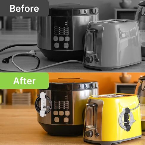 6PCS Cord Organizer for Appliances, Upgraded Kitchen Appliance Cord Wrap, Cord Holder Stick on Pressure Cooker, Coffee Maker, Air Fryer and Blender(3 Black + 3 White) in Kuwait