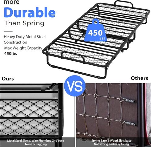 DICTAC Folding Bed with Mattress 75 x 38 Twin Size Bed Frame Portable Foldable Guest Beds for Adults Rollaway Bed with Wheels Fold up Beds for Easy Storage and Move- 5'' Luxurious Memory Foam Mattress in Saudi Arabia