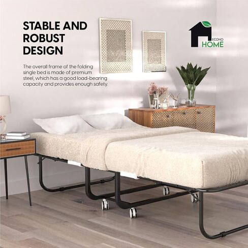 سرير قابل للطي Econohome مع مرتبة - 75 × 38 إطارًا مزدوجًا - سرير ضيف محمول مع مرتبة رغوة ذاكرة 5 بوصات - تصميم قابل للطي لتوفير الفضاء لسهولة التخزين in Kuwait
