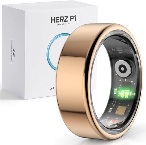 Herz P1 Smart Ring for Women & Men - (Size 9) 24/7 Health Metrics Fitness Ring, Tracks 20+ Biometrics, 6 Day Battery Life, Waterproof Stainless Steel, Free APP for iOS Android, No Subscription in Kuwait