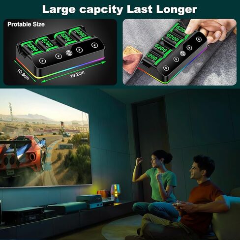 Rechargeable Battery Packs with Charger for Xbox One Controller, Charging Station Dock with 2 x 6200mWh Batteries Pack, Xbox One Charging Accessories Kit for Xbox Series X|S/One S|X/One Elite in Kuwait