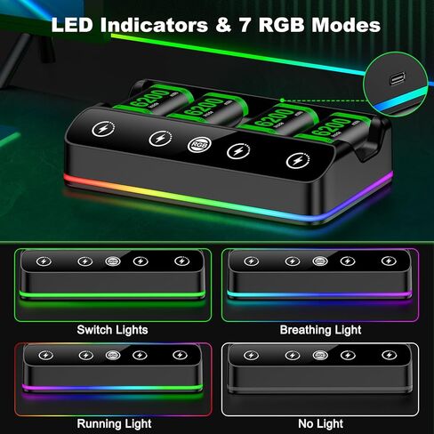 Rechargeable Battery Packs with Charger for Xbox One Controller, Charging Station Dock with 2 x 6200mWh Batteries Pack, Xbox One Charging Accessories Kit for Xbox Series X|S/One S|X/One Elite in Kuwait