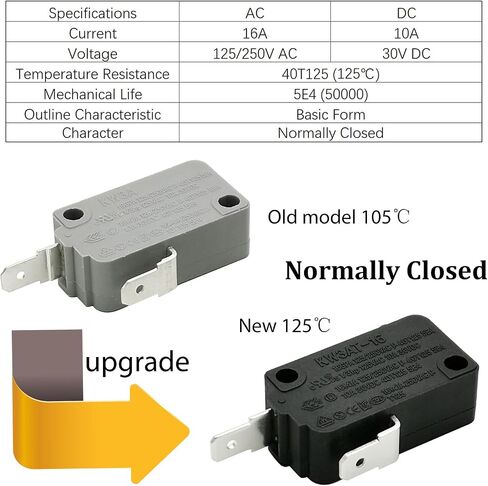 Microwave Oven Door Switch Replacement Part, 16A 125VAC, KW3AT-16 (Downward Compatible with KW3A-16), 2X Normally Open + 1x Normally Closed in Kuwait