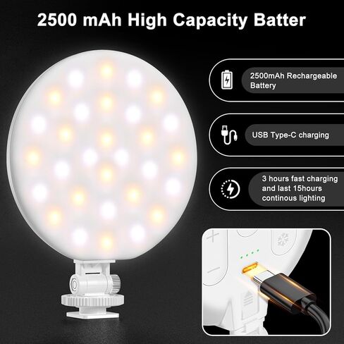 Hagibis LED Video Light, 2500mAh Rechargeable Camera Light, CRI97+ Dimmable Ring Light with Cold Shoe Mount, Portable Photography Lighting for Camera Phone Photography, Vlog Filming&TikTok Live(Pink) in Saudi Arabia