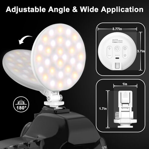 Hagibis LED Video Light, 2500mAh Rechargeable Camera Light, CRI97+ Dimmable Ring Light with Cold Shoe Mount, Portable Photography Lighting for Camera Phone Photography, Vlog Filming&TikTok Live(Pink) in Saudi Arabia
