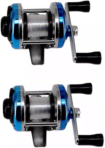 2PCS Portable Mini Fishing Reel Aluminum Spool Metal Small Spinning Reel Winter Ice with Fishing line in Kuwait