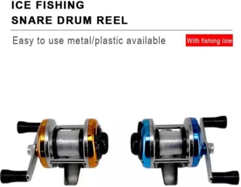 2PCS Portable Mini Fishing Reel Aluminum Spool Metal Small Spinning Reel Winter Ice with Fishing line in Kuwait