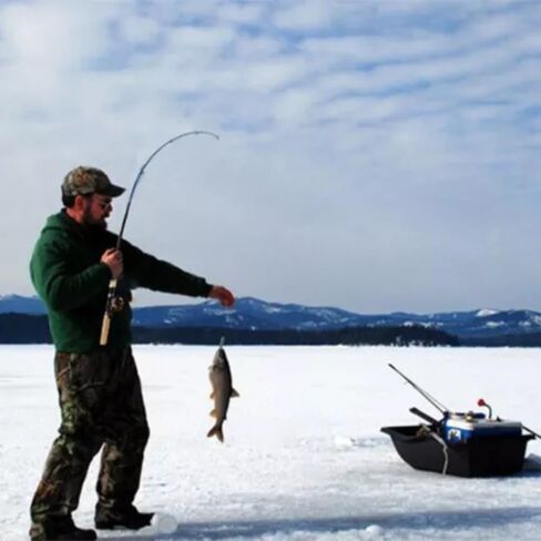 2PCS Portable Mini Fishing Reel Aluminum Spool Metal Small Spinning Reel Winter Ice with Fishing line in Kuwait