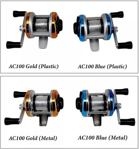 2PCS Portable Mini Fishing Reel Aluminum Spool Metal Small Spinning Reel Winter Ice with Fishing line in Kuwait