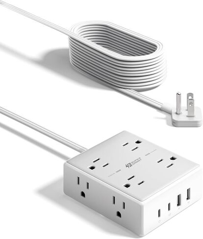 SUPERDANNY Extension Cord,Flat Plug Surge Protector Power Strip,10Ft | 8 AC & 4 USB Ports (2 USB C),Surge Protector with 1050J,Desk Charging Station for Home Office,College Dorm Room Essentials in Saudi Arabia