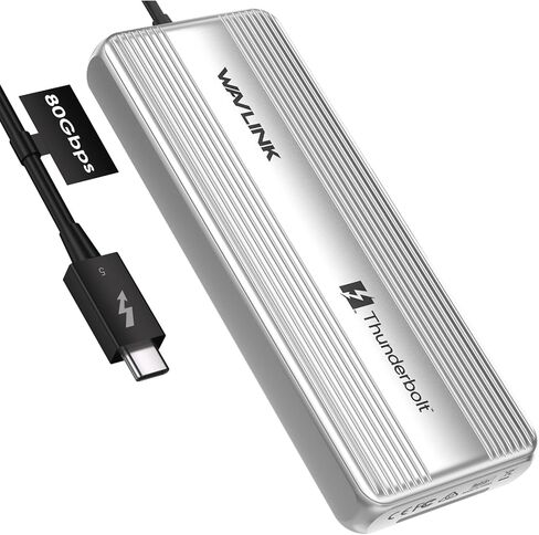 Wavlink 4tb Thunerbolt 5 M.2 NVME SSD SPRAW ، محرك SSD خارجي فائقة 80 جيجابت في الثانية مع مروحة تبريد وطبقة حرارية من الألومنيوم ، معتمد من Thunderbolt in Kuwait