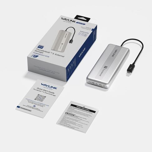 Wavlink 4tb Thunerbolt 5 M.2 NVME SSD SPRAW ، محرك SSD خارجي فائقة 80 جيجابت في الثانية مع مروحة تبريد وطبقة حرارية من الألومنيوم ، معتمد من Thunderbolt in Kuwait
