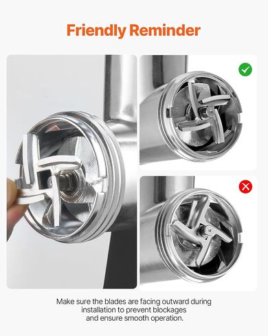 مطحنة اللحوم Vevor ، 3 رطل/دقيقة طاحونة اللحوم الكهربائية مع شفرة ، صفيحة طحن ، صانع النقانق ، Kubbe Kit ، Mincer Mincer Fethel Fething for Home Kitchen in Kuwait