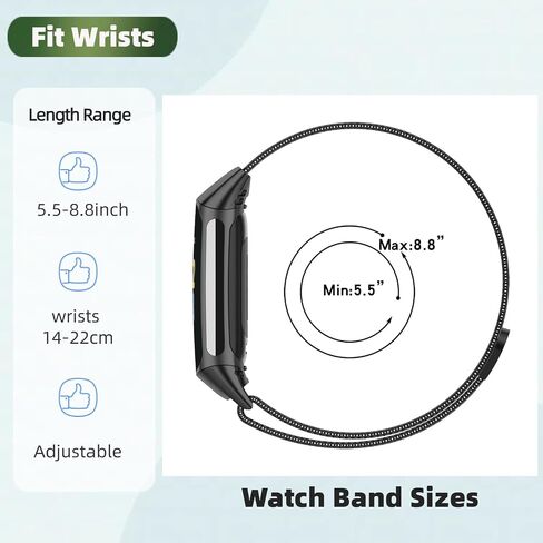 Bands with Case Compatible for Fitbit Charge 6/5, Metal Adjustable Braided Strap with Magnetic Clasp, Stainless Steel Mesh Loop TPU Bumper Cover for Men Women in Kuwait