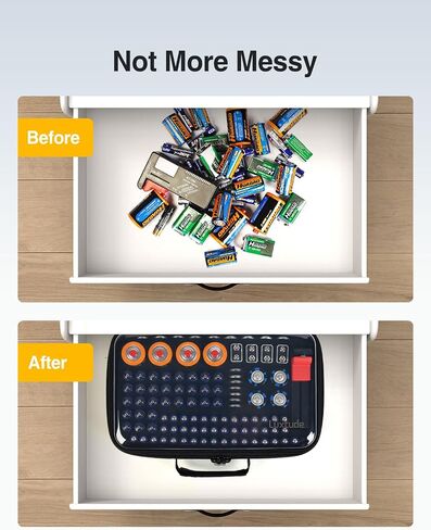 Luxtude Battery Organizer Storage Case with Tester, Clear Batteries Storage Organizers Holds 102 PCS, Hard Battery Holder Organizers, Drawer Caddy & Daddy,Camping Accessories (Batteries Not Included) in Saudi Arabia