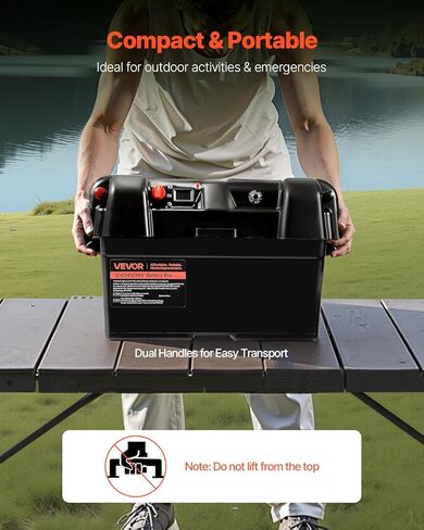 VEVOR Battery Box, Group 24-27 Trolling Motor Battery Box, 12V/24V Marine Batteries Case with PP Shell and Dual Straps, Smart Batteries Case, Suitable for Trolling Motor, Marine,RV & Solar Panel in Saudi Arabia