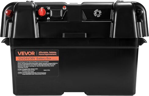 VEVOR Battery Box, Group 24-27 Trolling Motor Battery Box, 12V/24V Marine Batteries Case with PP Shell and Dual Straps, Smart Batteries Case, Suitable for Trolling Motor, Marine,RV & Solar Panel in Saudi Arabia