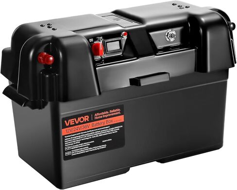 VEVOR Battery Box, Group 24-27 Trolling Motor Battery Box, 12V/24V Marine Batteries Case with PP Shell and Dual Straps, Smart Batteries Case, Suitable for Trolling Motor, Marine,RV & Solar Panel in Saudi Arabia