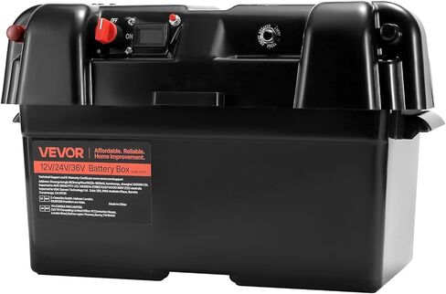 VEVOR Battery Box, Group 24-27 Trolling Motor Battery Box, 12V/24V Marine Batteries Case with PP Shell and Dual Straps, Smart Batteries Case, Suitable for Trolling Motor, Marine,RV & Solar Panel in Saudi Arabia