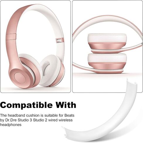 Replacement Top Headband Rubber Foam Cushion Pad Repair Parts Compatible with Beats Studio 2.0 Studio 3.0 Wired Wireless Over-Ear Headphones (White) in Saudi Arabia