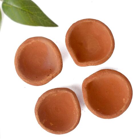 SATVIK Handmade Clay Diya 12 Pc Set. Traditional Terracotta Natural Earthen Oil Lamp Diyas Welcome Dia with Cotton Wicks Batti. Diwali Deepawali Decoration Indian Housewarming Return Gift Items in Saudi Arabia