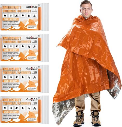 SecuCaptain Survival Emergency Thermal Blankets: Extra Large 84" x63" Space Mylar Blanket Kit for Outdoor Cold Winter Camping Hiking Car Bug Out Bag or First Aid - 10 Pack in Kuwait