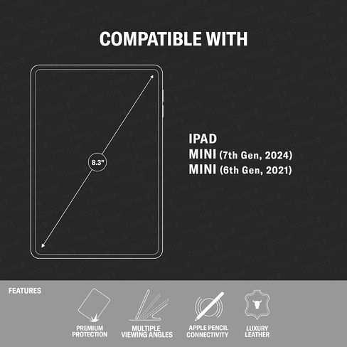 TORRO Case Compatible with iPad Mini 6 – Genuine Leather iPad Mini 6th Generation (2021) Cover with Stand Function, Apple Pencil Connectivity and Wake Sleep Function (Green) in Saudi Arabia