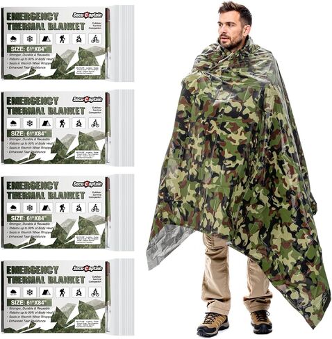 SecuCaptain Survival Emergency Thermal Blankets: Extra Large 84" x63" Space Mylar Blanket Kit for Outdoor Cold Winter Camping Hiking Car Bug Out Bag or First Aid - 10 Pack in Kuwait