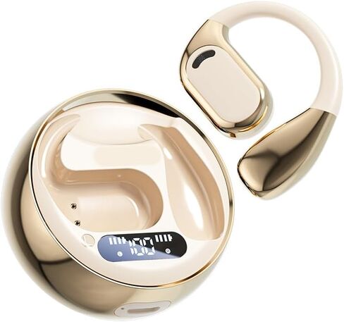 Open Ear Earbuds, Wireless Earbuds Bluetooth 5.4, LED Display Bluetooth Earphone for Workout/Running, AI Noise Reduction Touch Controls, 72hr Playtime,Waterproof (Black) in Saudi Arabia