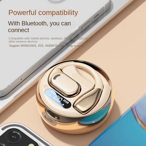 Open Ear Earbuds, Wireless Earbuds Bluetooth 5.4, LED Display Bluetooth Earphone for Workout/Running, AI Noise Reduction Touch Controls, 72hr Playtime,Waterproof (Black) in Saudi Arabia