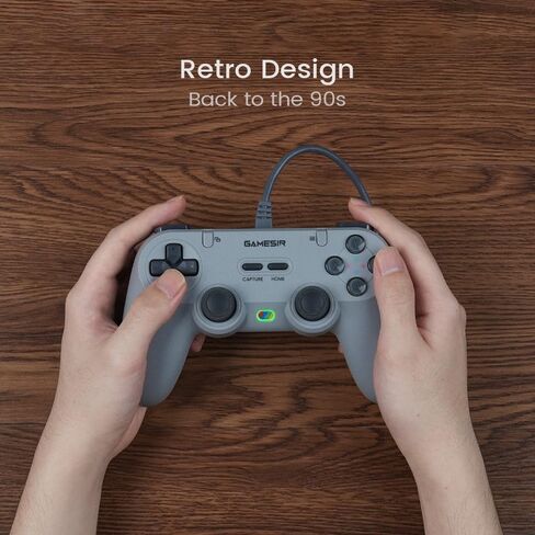 GameSir Tegenaria Lite Wired Game Controller For Switch, Android, iOS, PC, Steam With Retro 90s Design, Hall Effect Sticks, 1000Hz Polling Rate, Dual Rumble Motors, Mappable Back Buttons, Ultra-Low Latency, Ergonomic Design -Retro Gray in Kuwait