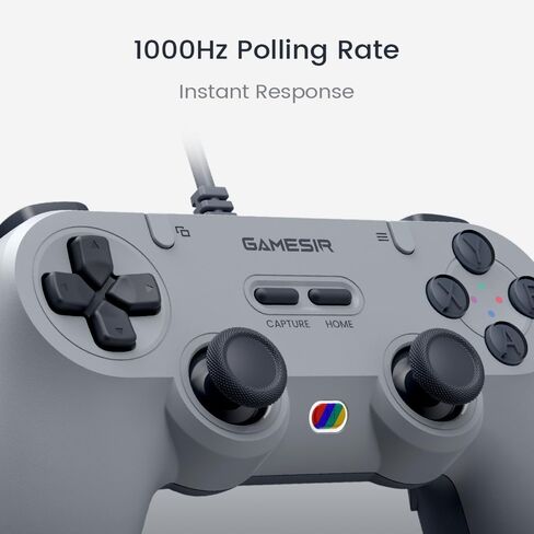GameSir Tegenaria Lite Wired Game Controller For Switch, Android, iOS, PC, Steam With Retro 90s Design, Hall Effect Sticks, 1000Hz Polling Rate, Dual Rumble Motors, Mappable Back Buttons, Ultra-Low Latency, Ergonomic Design -Retro Gray in Kuwait