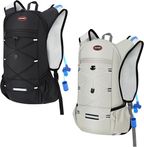 2 Pack Hydration Backpack Pack with 2L Hydration Bladders, TNYSPORT Lightweight Breathable Water Backpack with Multiple Pockets, Reinforced Shoulder Straps for Hiking, Running, Biking in Kuwait