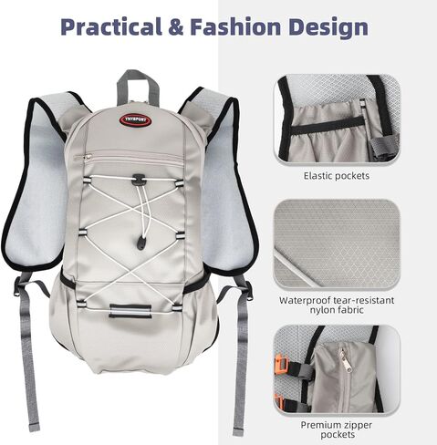 2 Pack Hydration Backpack Pack with 2L Hydration Bladders, TNYSPORT Lightweight Breathable Water Backpack with Multiple Pockets, Reinforced Shoulder Straps for Hiking, Running, Biking in Kuwait