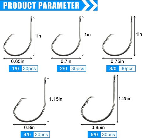 Circle Hooks Saltwater Fishing Hooks in-line Octopus Circle Hook High Carbon Steel Straight Eye Barbed Point Fish Hook for Catfish Bass Striper Saltwater & Freshwater Fishing in Kuwait