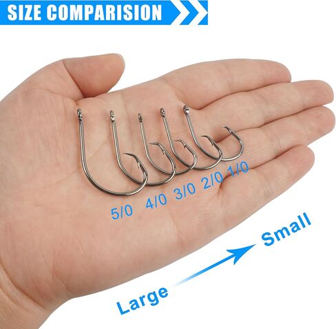 Circle Hooks Saltwater Fishing Hooks in-line Octopus Circle Hook High Carbon Steel Straight Eye Barbed Point Fish Hook for Catfish Bass Striper Saltwater & Freshwater Fishing in Kuwait
