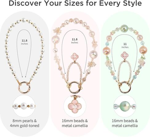 Phone Charm for Women, Anti-Theft Phone Wrist Strap Hands-Free & Beaded Chain, Detachable Cell Phone Lanyard with Tether Tab in Kuwait