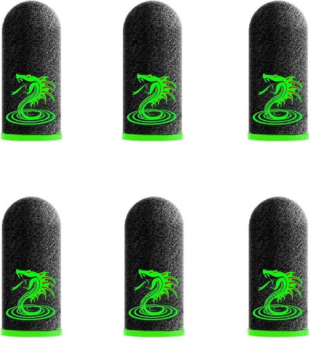 6PCS Gaming Finger Sleeves Breathable Sensitive Thumb Finger Gloves Snake Shaped Gaming Finger Gloves Sleeves (Green) in Saudi Arabia