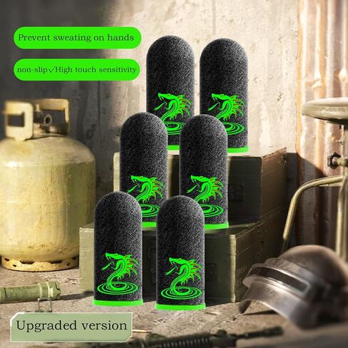 6PCS Gaming Finger Sleeves Breathable Sensitive Thumb Finger Gloves Snake Shaped Gaming Finger Gloves Sleeves (Green) in Saudi Arabia