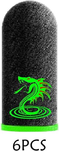 6PCS Gaming Finger Sleeves Breathable Sensitive Thumb Finger Gloves Snake Shaped Gaming Finger Gloves Sleeves (Green) in Saudi Arabia